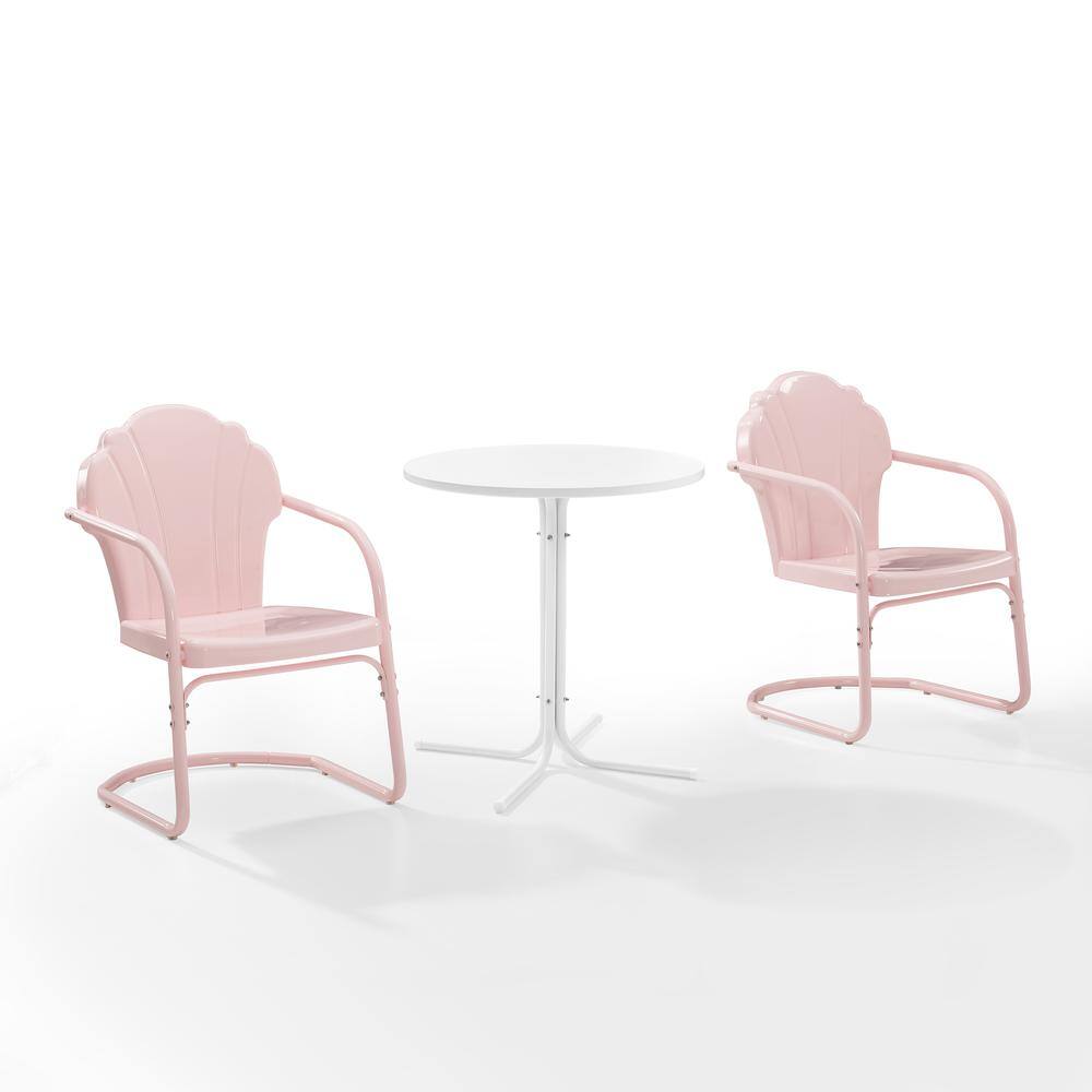 Alt View 3. Crosley Furniture - Tulip 3Pc Retro Outdoor Bistro Set - Bistro Table & 2 Chairs - Pastel Pink Gloss.