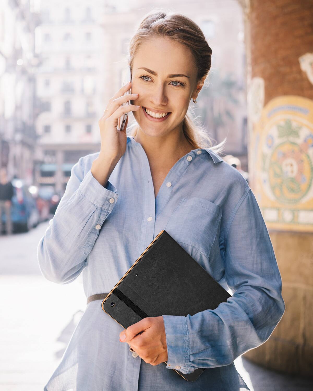 Alt View 2. DTTO - ​Case for iPad 9th/8th/7th Generation 10.2 Inch 2021/2020/2019, Premium Leather Folio Stand - Auto Wake/Sleep - Black Brown.