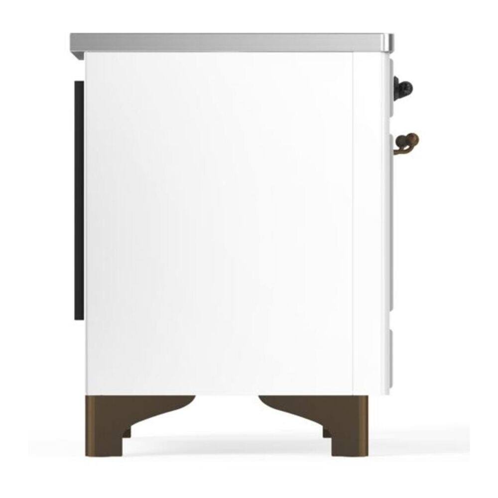 Alt View 6. ILVE - ILVE Majestic II 36 inch Induction Range with 5 Elements (White, Burnished Trim) - White.