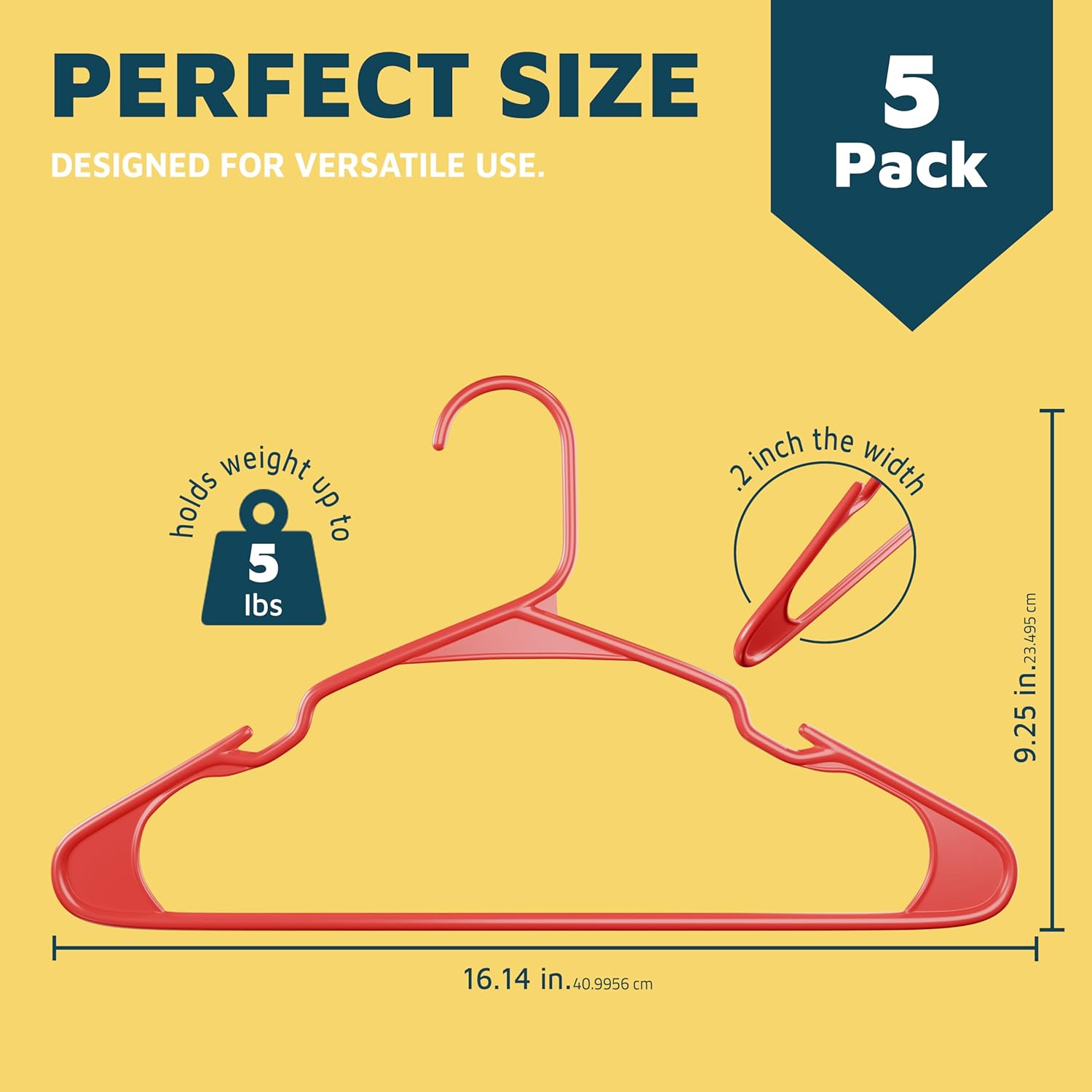 PERFECT SIZE DESIGNED FOR VERSATILE USE. 5 Pack holds up to 5 lbs. 2.25 in. width. 9.25 in. 16.14 in. 40.9956 cm.
