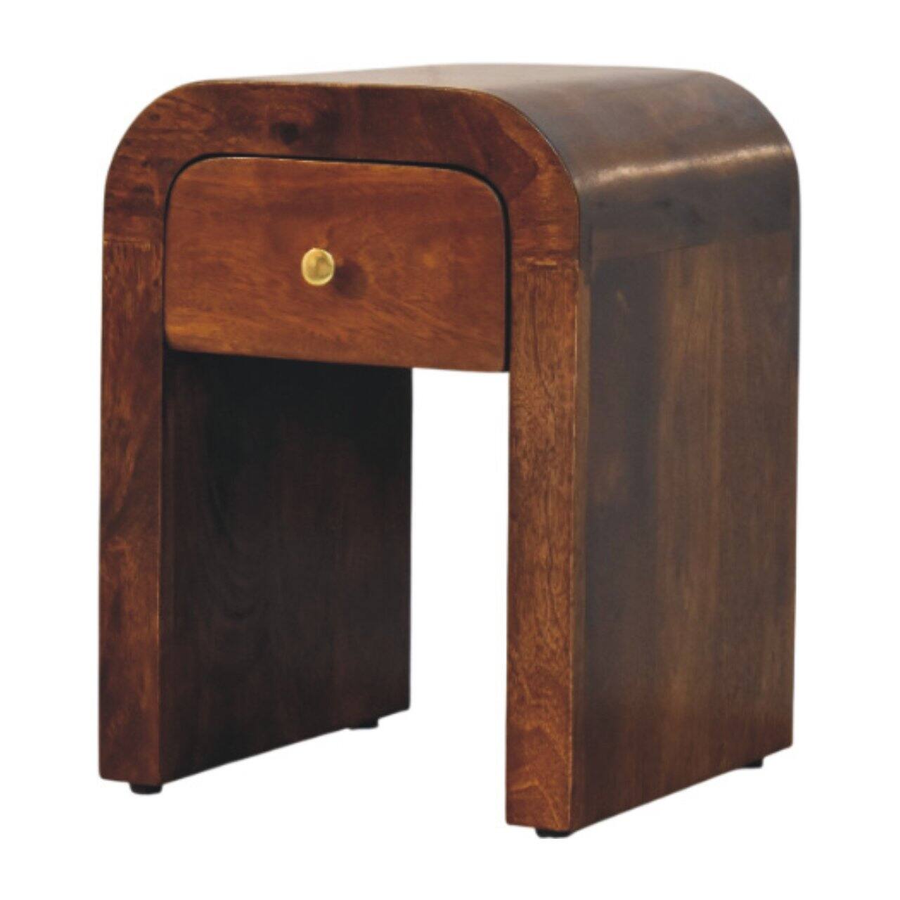 Angle. Artisan Furniture - Artisan Furniture Solid Wood Mini Darcy Chestnut Nightstand with Curved Edges, 1 Drawer - Chestnut.