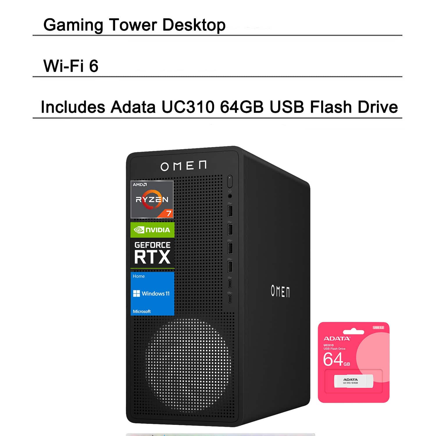 HP OMEN - 16L Desktop - AMD Ryzen 7 8700F - 32GB RAM, 1TB SSD - NVIDIA GeForce RTX 5060 - For Smooth Gaming & Daily Creation - Black