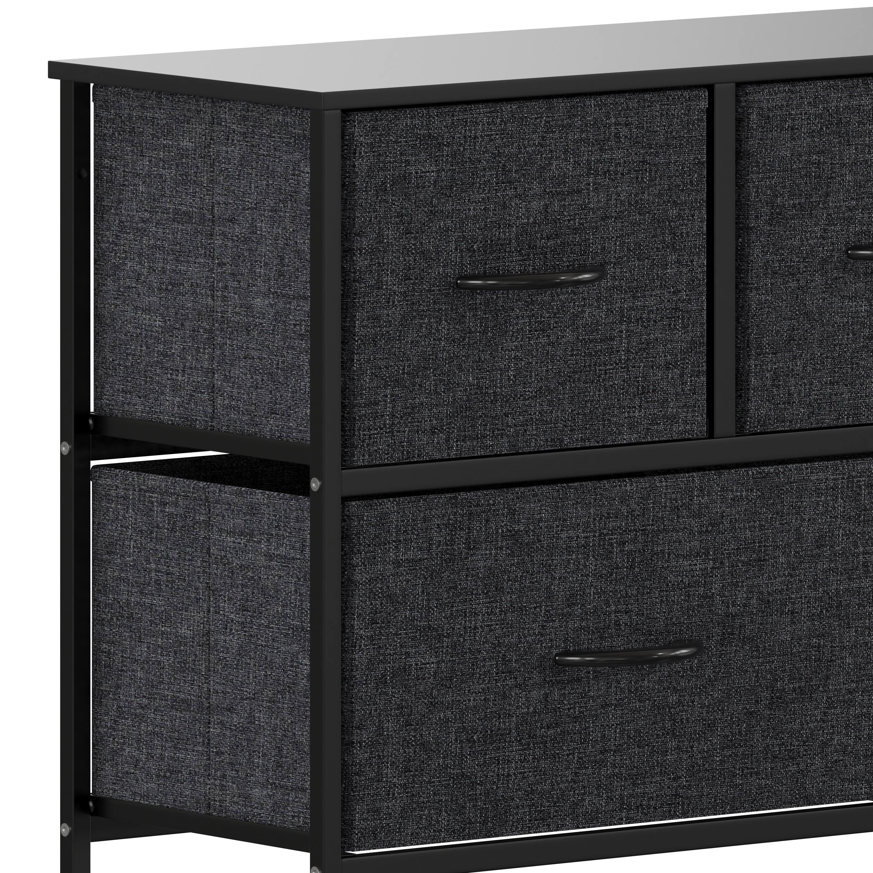 Alt View 10. Emma + Oliver - Marley 5 Drawer Storage Dresser with Cast Iron Frame, Wood Top and Easy Pull Fabric Drawers with Wooden Handles - Black Drawers/Black Frame.