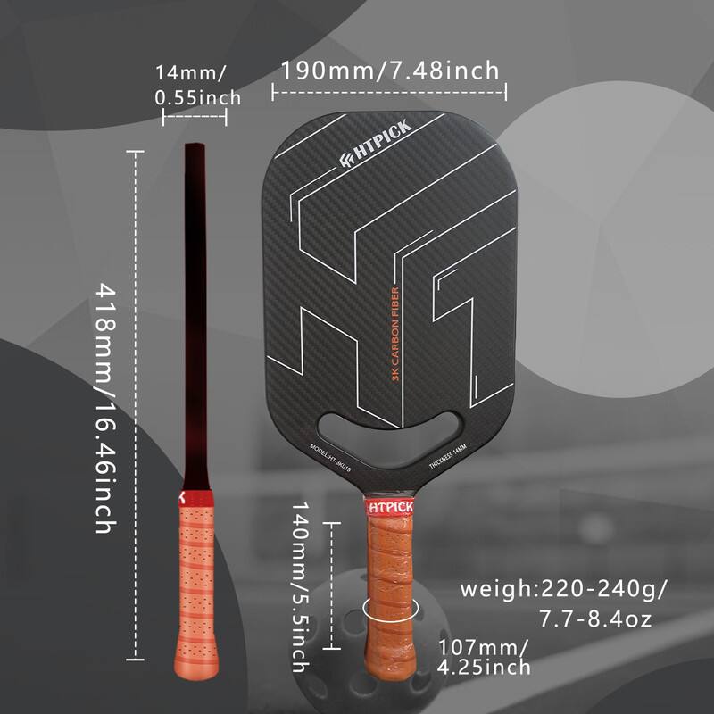 - 418mm/16.46inch
- 14mm/0.55inch
- 190mm/7.48inch
- 140mm/5.5inch
- 107mm/4.25inch
- weigh: 220-240g/7.7-8.4oz
- HTPICK FIBER CARBON 3K
- MODEL: HE-3M318
- THICKNESS: 14MM