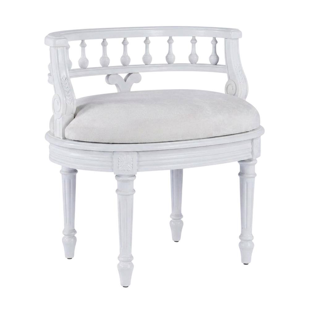 Angle. Butler Specialty - Hathaway Upholstered 22.5"W Vanity Seat - White.