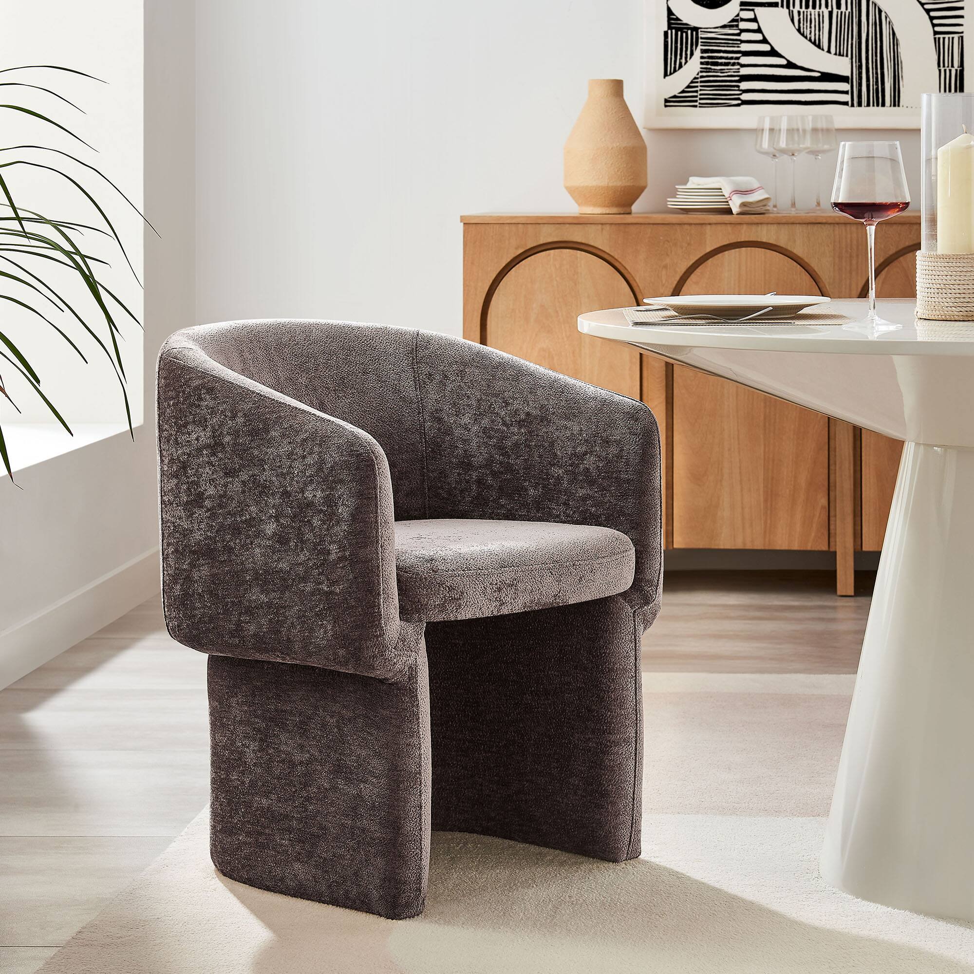 Alt View 5. Modway - Verity Barrel Back Chenille Dining Armchair by Modway - Brown.