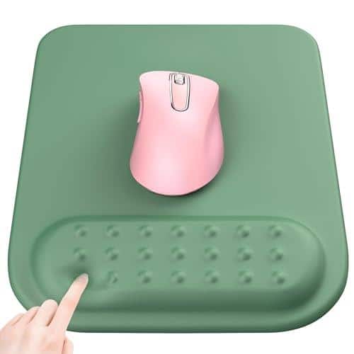 Live At Space - Black Mouse Pad with Wrist Rest Support Memory Foam Cushioning for Non-Slip PU Base Stable Smooth Control - Laptop - Cyan