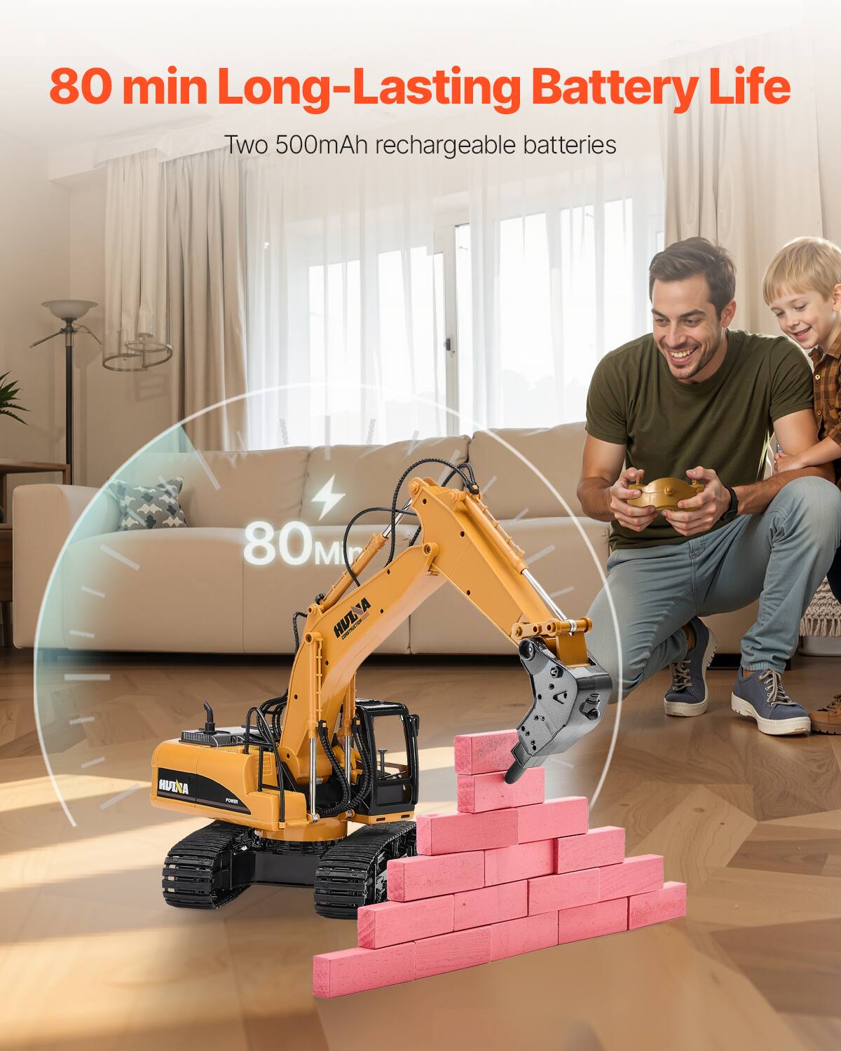 VEVOR Remote Control Excavator Toy, 15 Channel, 3 in 1 Remote