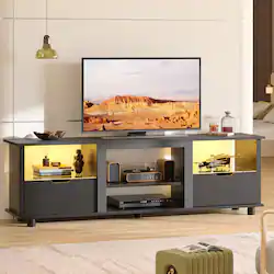 Bestier 70'' Gaming TV Stand with LED & Storage - Black