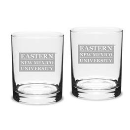 Jardine - Eastern New Mexico Greyhounds 14oz. 2-Piece Classic Double Old-Fashioned Glass Set - Multicolor
