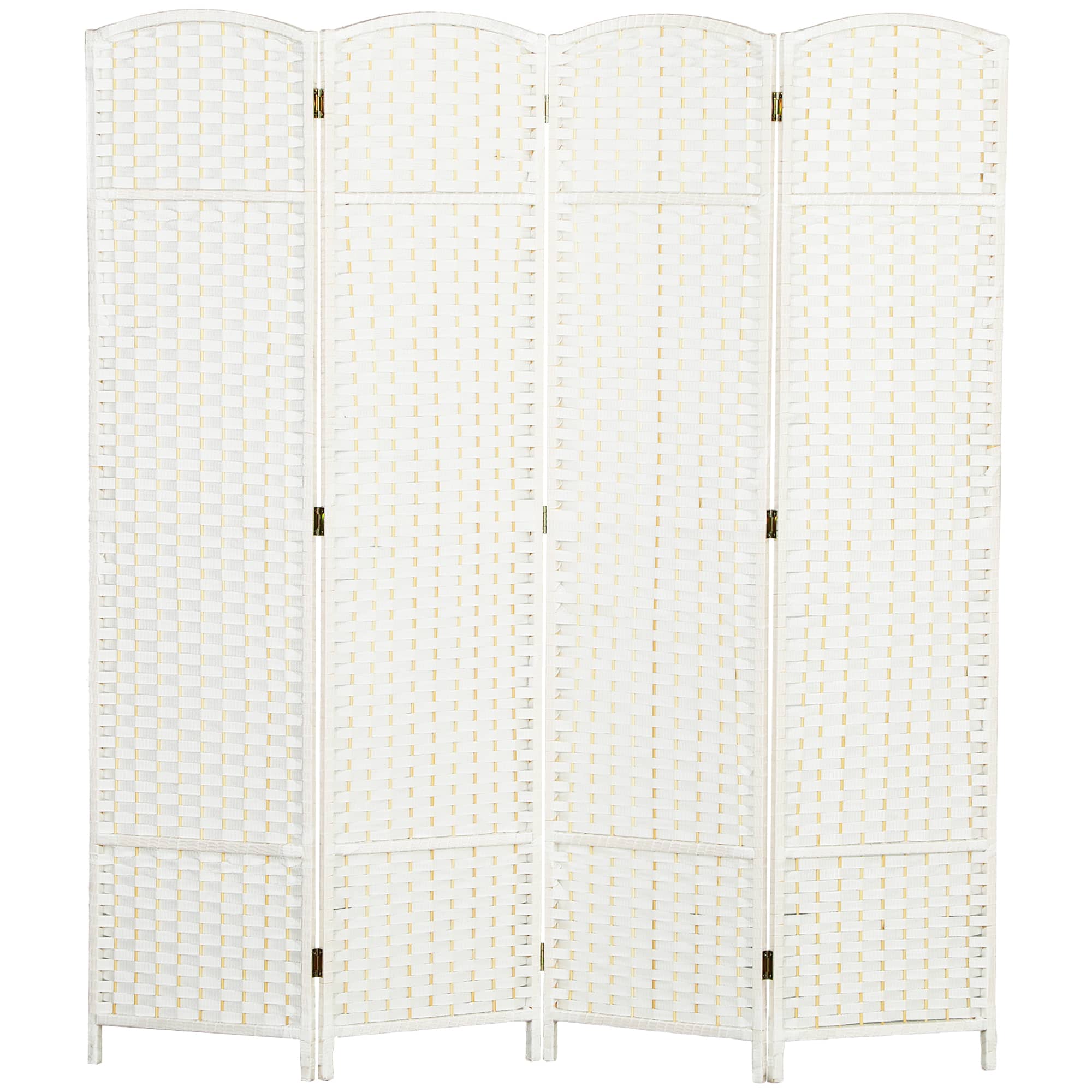 Homcom - Room Divider Screen 4 Panel 5.6 ' Tall Privacy Screen Freestanding Room Partition for Home Office - White