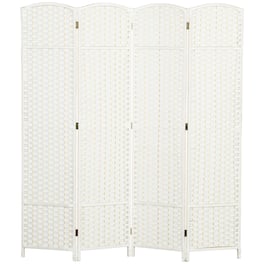 Homcom - Room Divider Screen 4 Panel 5.6 ' Tall Privacy Screen Freestanding Room Partition for Home Office - White
