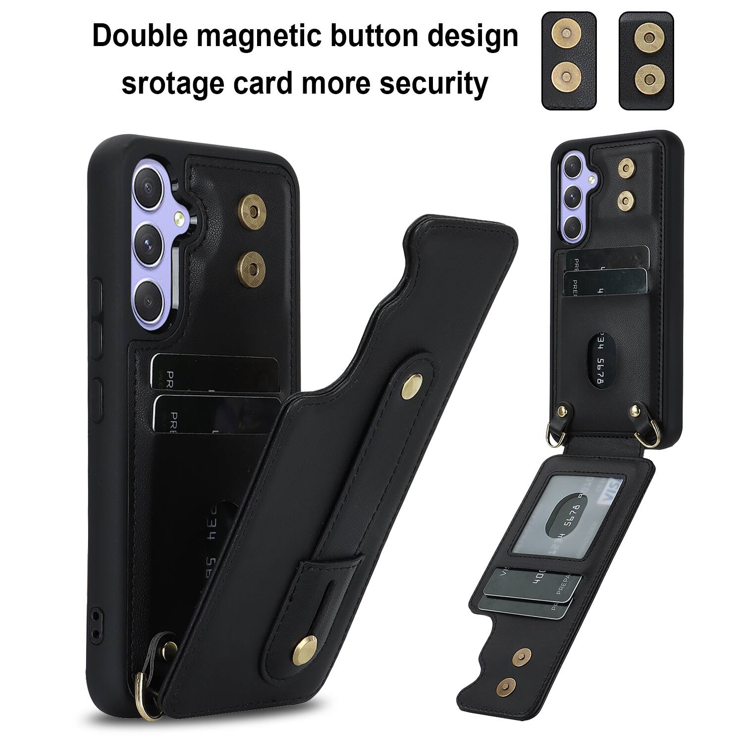 Double magnetic button design srotage card more security
