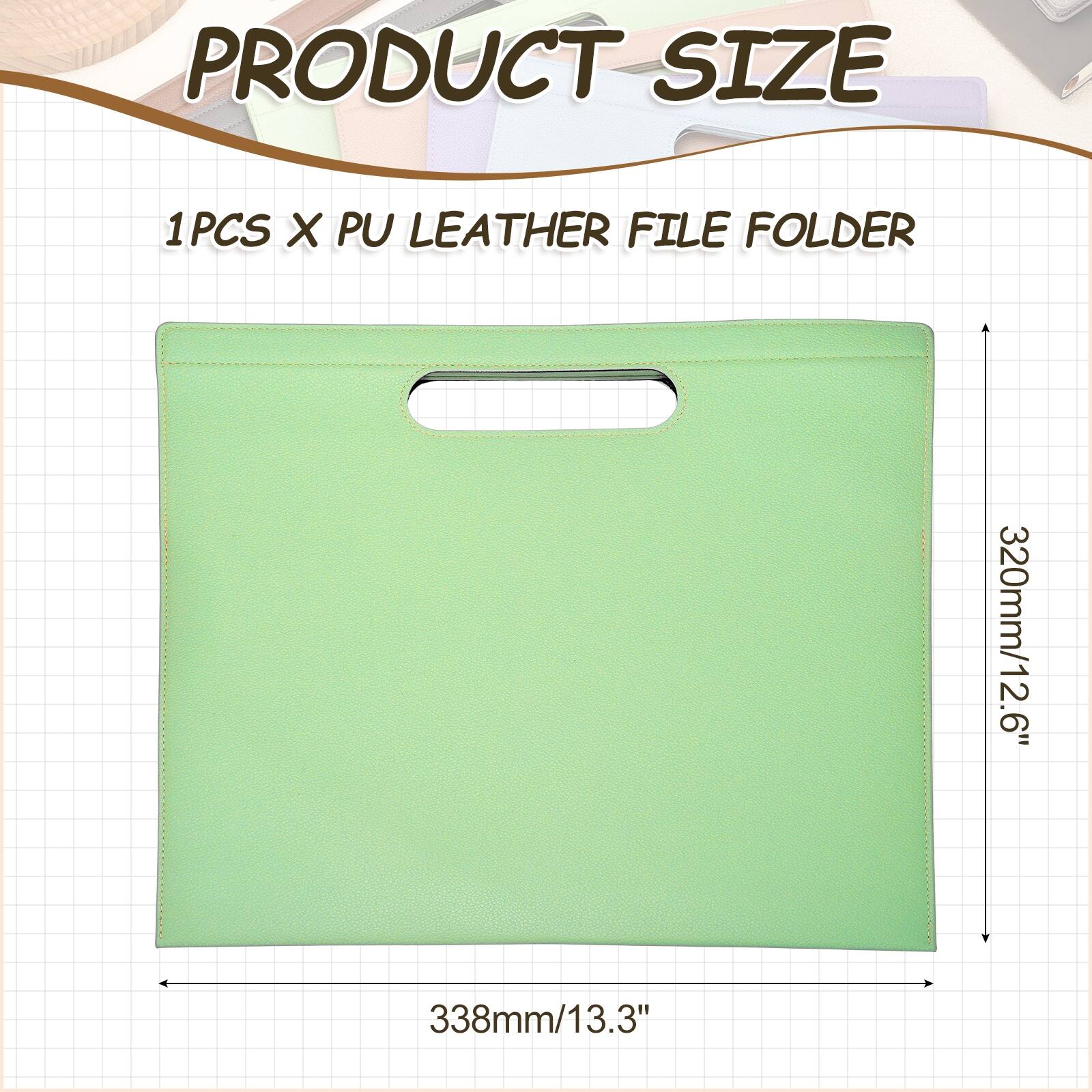 PRODUCT SIZE

1PCS X PU LEATHER FILE FOLDER

320mm/12.6" x 338mm/13.3"