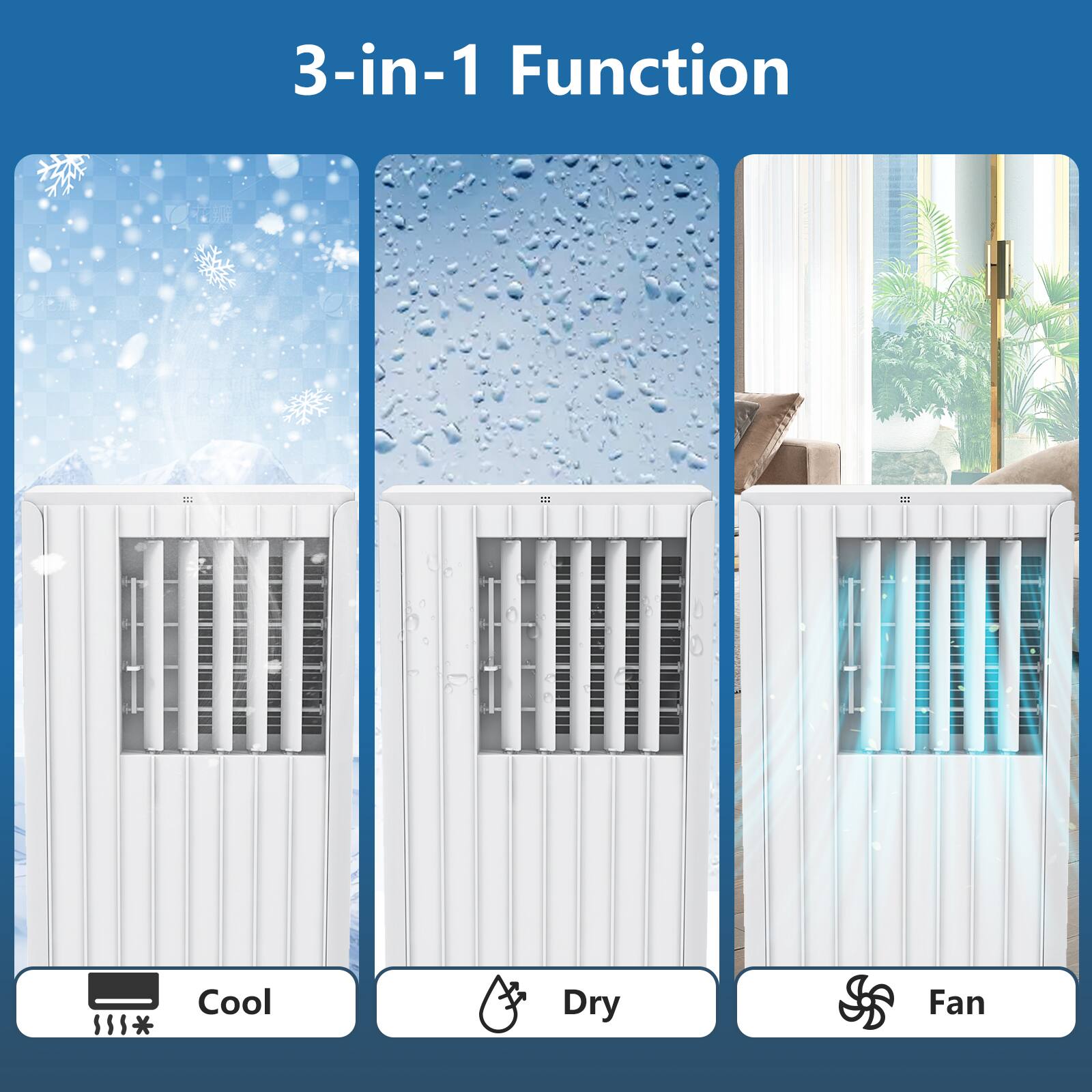 3-in-1 Function = 11T 1I SSS* Cool Dry Fan