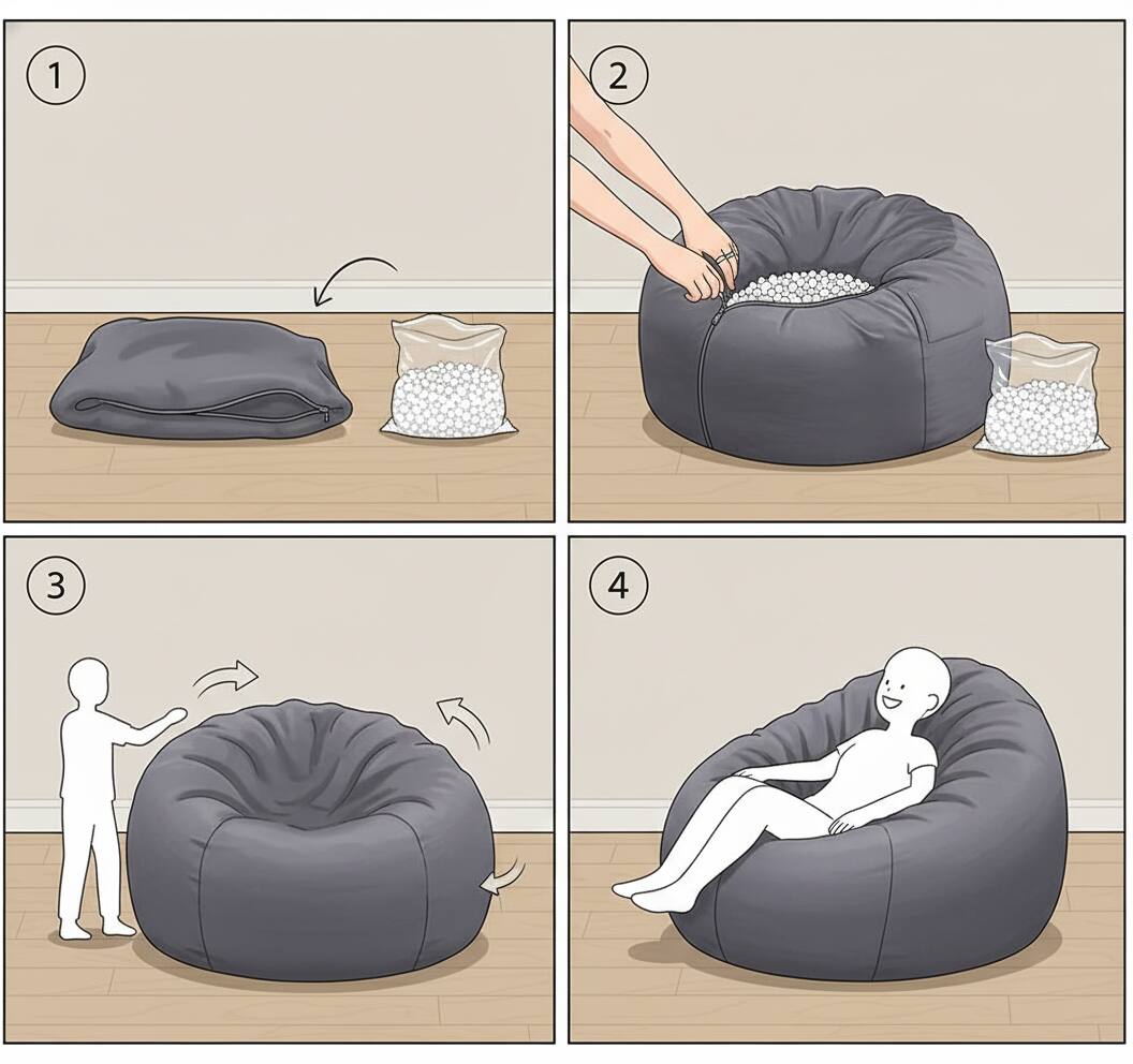 Alt View 4. AOITUN - 3ft Bean Bag Chair with Filler Included, Comfy Sofa Sack for Adults Teens, Soft Washable Cover for Dorm Bedroom, Grey - Gray.