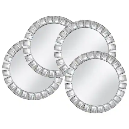 Front. American Atelier - Mirror Charger Plates 4-Piece Set 13"D with Big Beads - Clear.