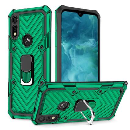 Front. Reiko - Kickstand Anti-Shock And Anti Falling Case For Motorola E7 In Green - Green.