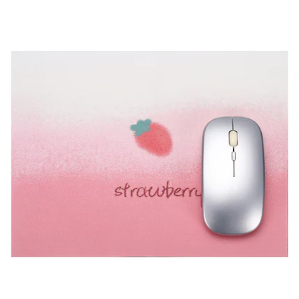 Front. Unique Bargains - Square Mouse Pad 13.6 x 10.4" Non-Slip Rubber Oil Painting Desk Mat for Office Laptop Home Computer Accessories - Pink Strawberry.