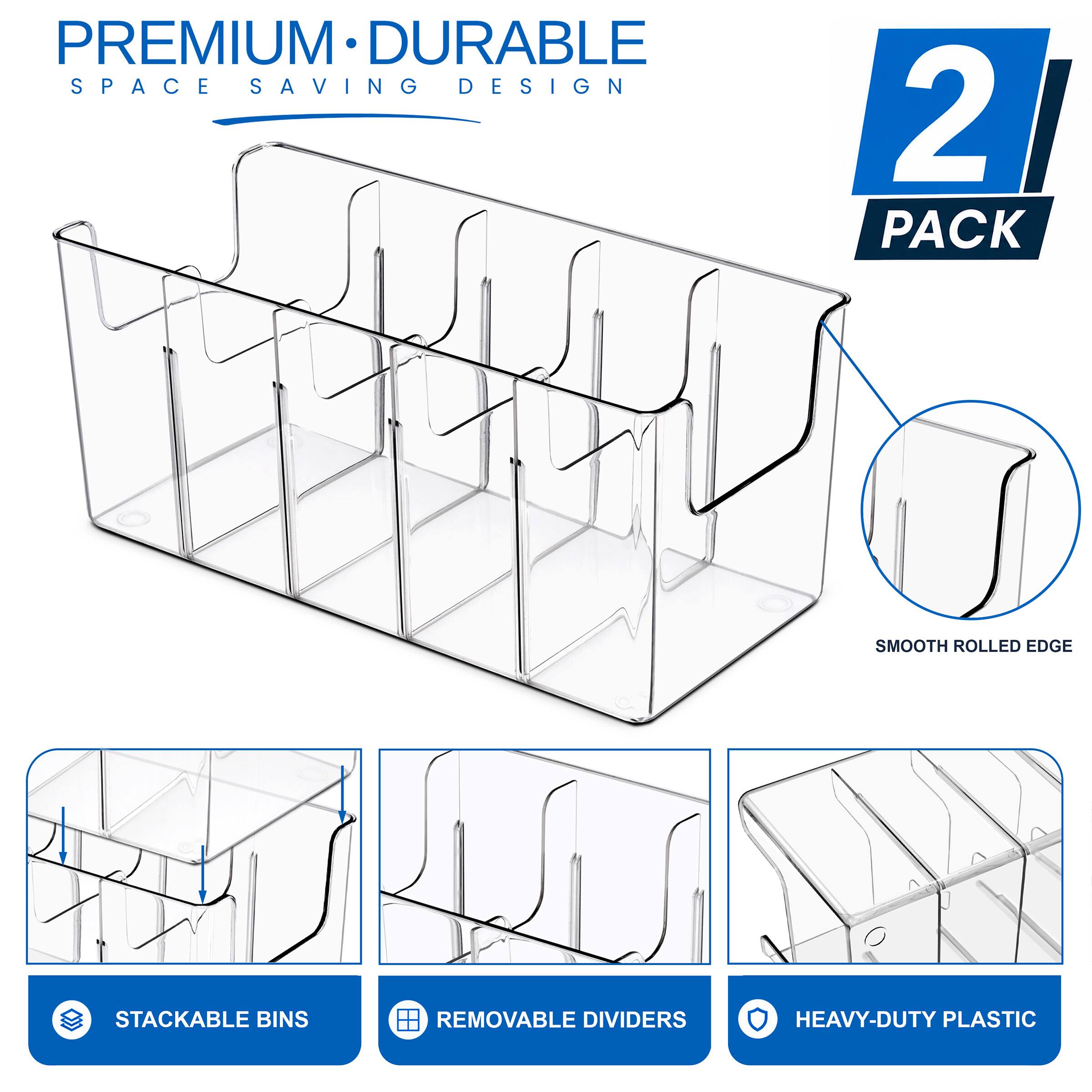 PREMIUM DURABLE SPACE SAVING DESIGN  
2 PACK  
SMOOTH ROLLED EDGE  
STACKABLE BINS  
REMOVABLE DIVIDERS  
HEAVY-DUTY PLASTIC