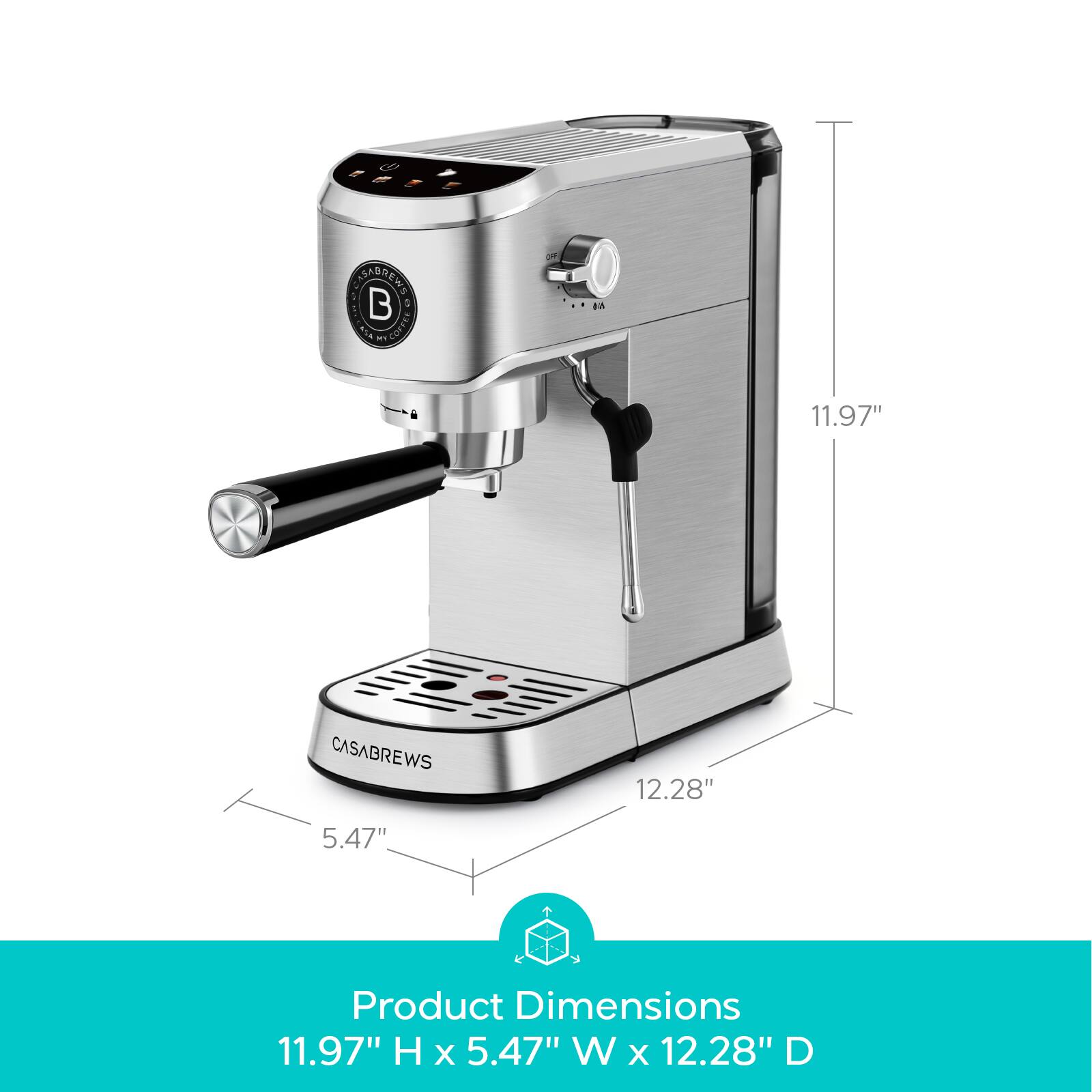 DEABREND B 5 ASA i COFFER 1  
11.97" CASABREWS  
12.28" 5.47"  
Product Dimensions 11.97" H X 5.47" W X 12.28" D