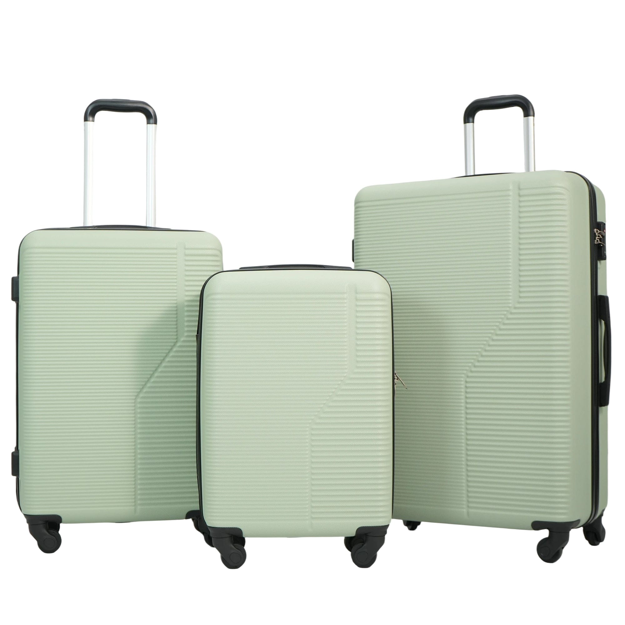 BreeBe - 3-Piece Luggage Set ABS Lightweight & Durable Suitcase with Spinner Wheels, TSA Lock, (20/24/28) - Green