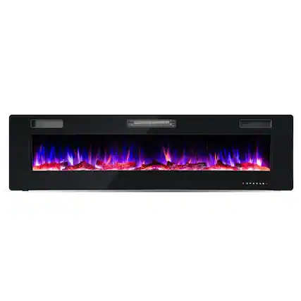 Front. AOSTIRMOTOR - 68 Inch Ultra-Thin Electric Fireplace with Crystal Log Decoration.