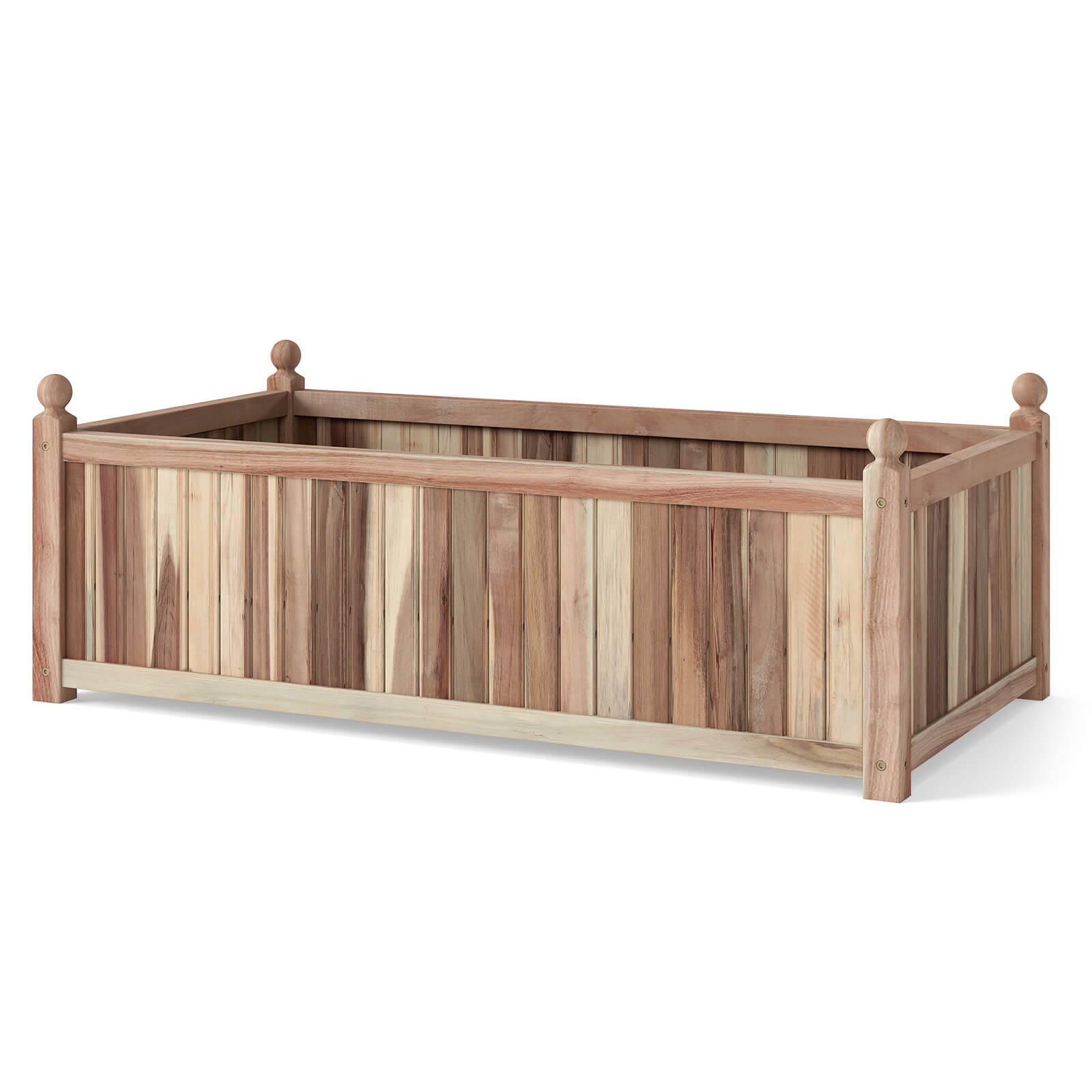 Alt View 9. Costway - Costway 1 PCS Natural Acacia Wood Rectangular Planter Box with Liner, Drainage, Indoor Outdoor - Natural.