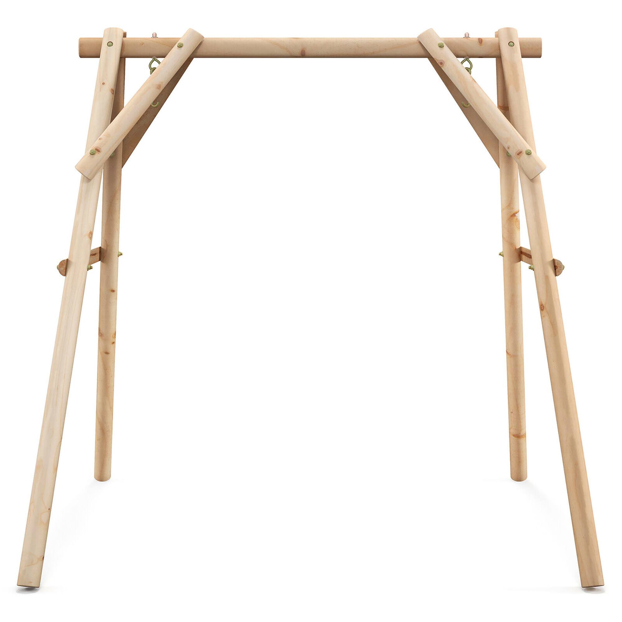 Alt View 9. Gymax - Gymax Wooden Swing Frame 67'' Solid Wood Heavy Duty A-Frame Stand with Bars Porch Lawn - Natural.