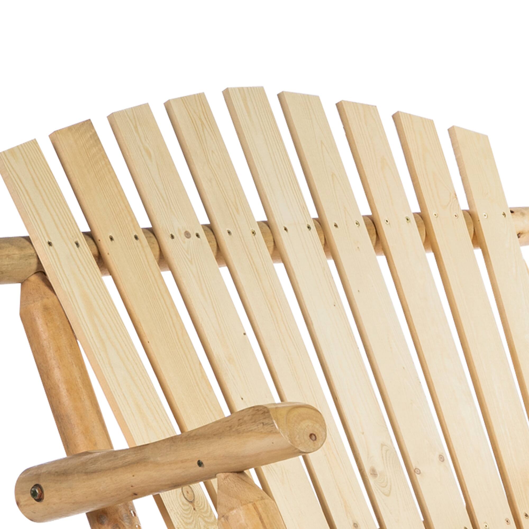 Alt View 7. Outsunny - Outdoor Wooden Rocking Chair, Double-Person Adirondack Rocking Patio Chair with Rustic High Back - Natural Wood.