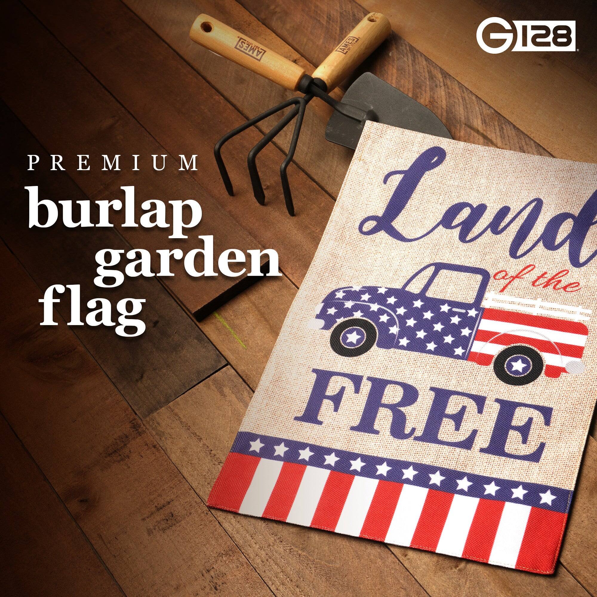 PREMIUM burlap garden flag  
Land of the FREE  
GI28