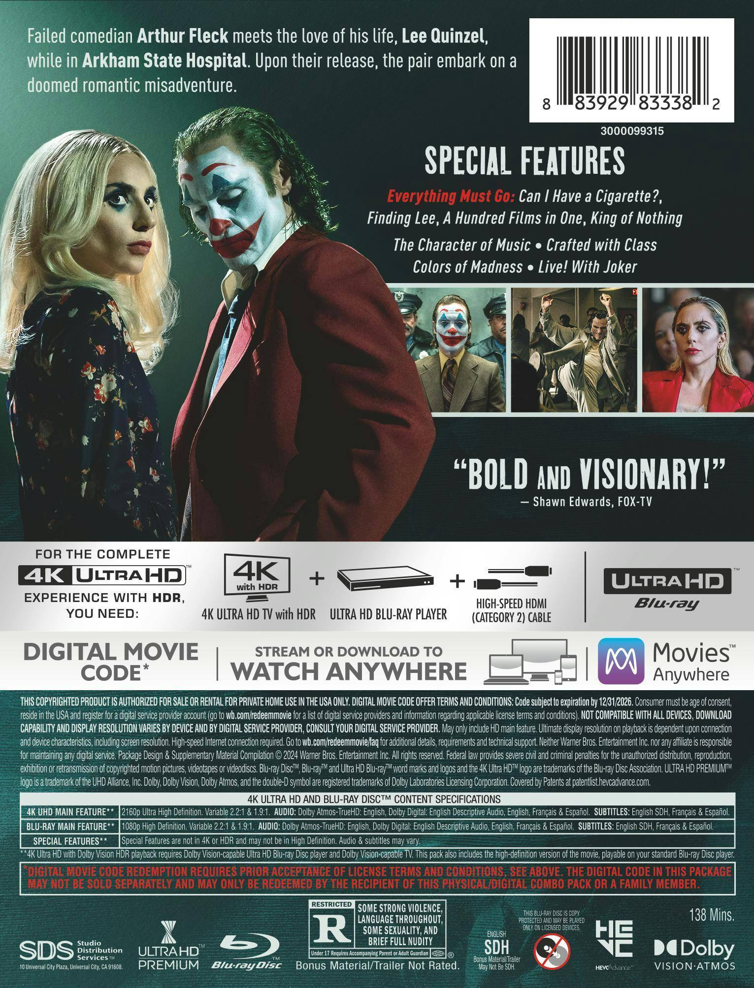 Back. Joker: Folie À Deux  (Limited Edition 4K Ultra HD Steelbook) [UHD].
