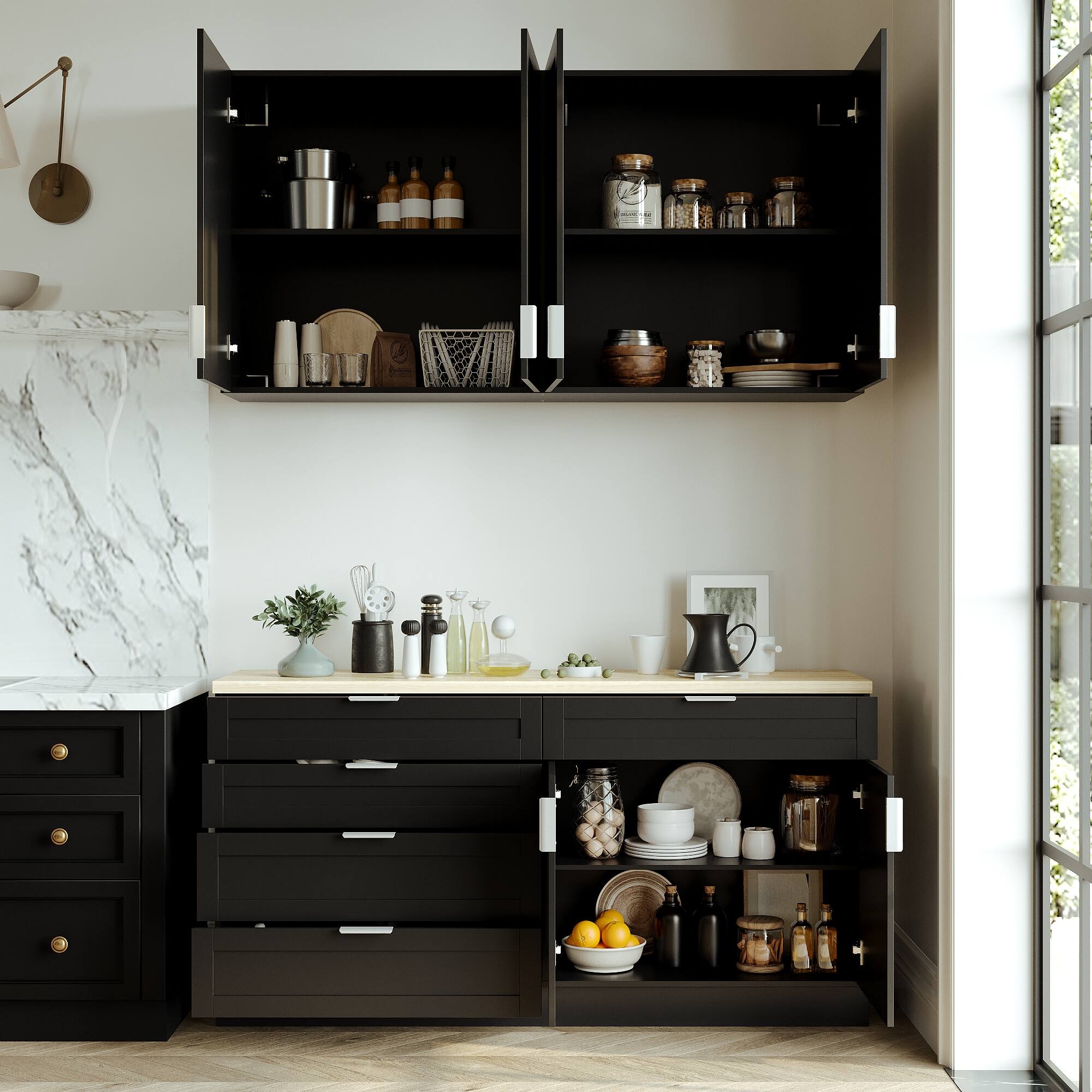 Alt View 5. Famapy - Famapy Modular Split - design Multi - Purpose Storage Cabinet Set - Black.