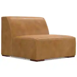 Simpli Home - Rex Center Armless Sofa Module in Genuine Leather - Sienna