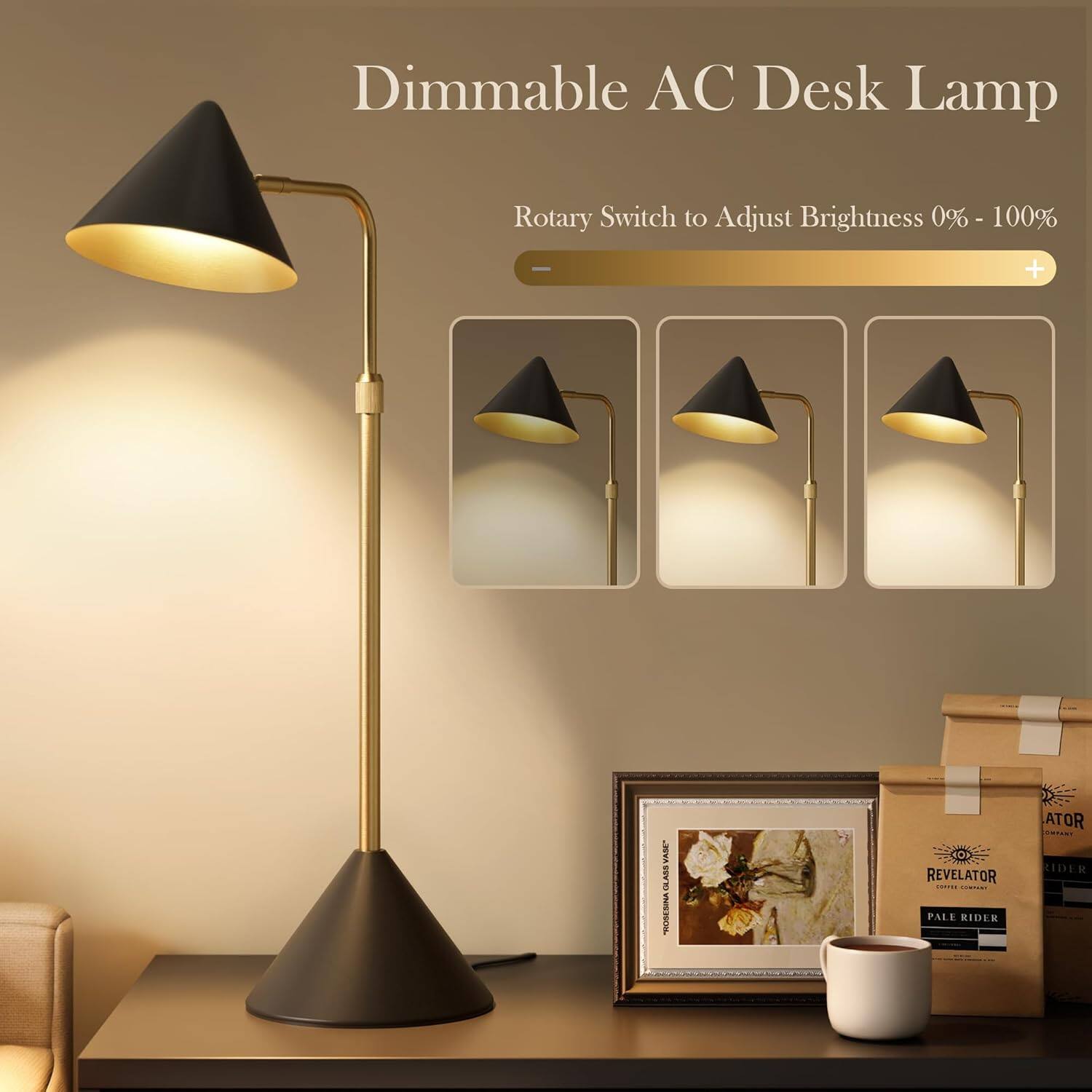 Dimmable AC Desk Lamp  
Rotary Switch to Adjust Brightness 0% - 100%