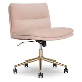 Elle Decor - Decor Ariana Criss Cross Armless Ergonomic Fabric Swivel Computer and Desk Chair, (60121-PNK) - Pink