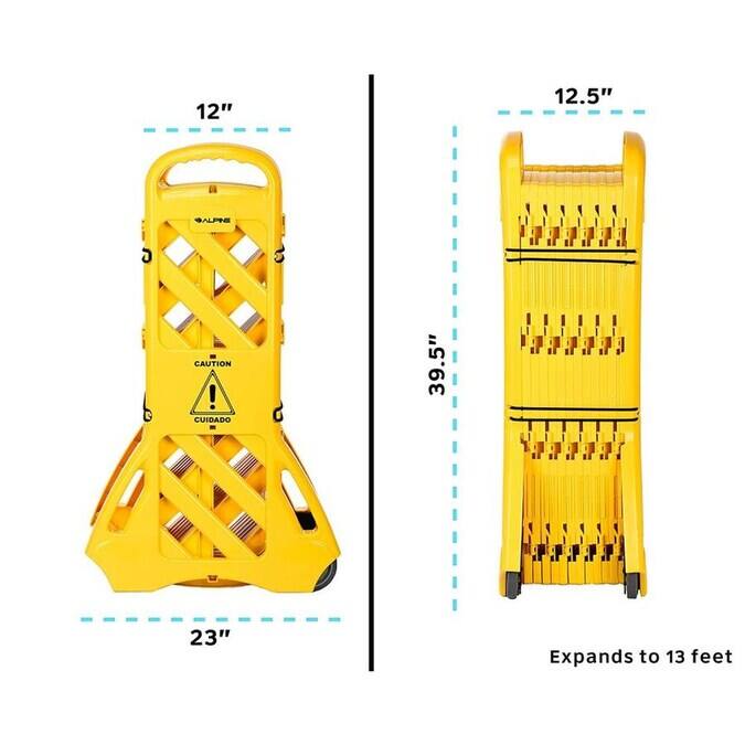 12", 12.5", 39.5", 23", Expands to 13 feet, CAUTION ! CUIDADO