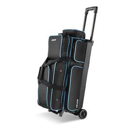 VEVOR - Bowling Ball Bag, 3 Ball Double Roller Bowling Bag with Wheels, Featuring a Separate Compartment for Shoes - Black;Blue