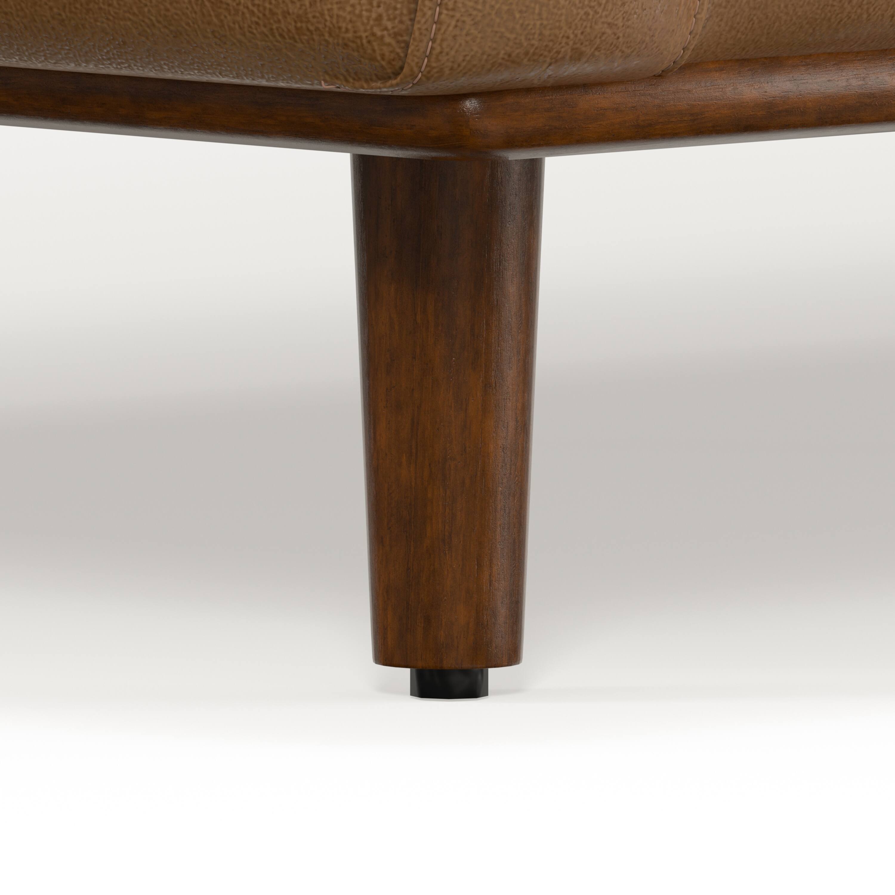 Alt View 4. Simpli Home - Morrison 89 inch Wide Mid-Century Modern Sofa in Caramel Brown Top Grain Genuine Leather - Caramel Brown.