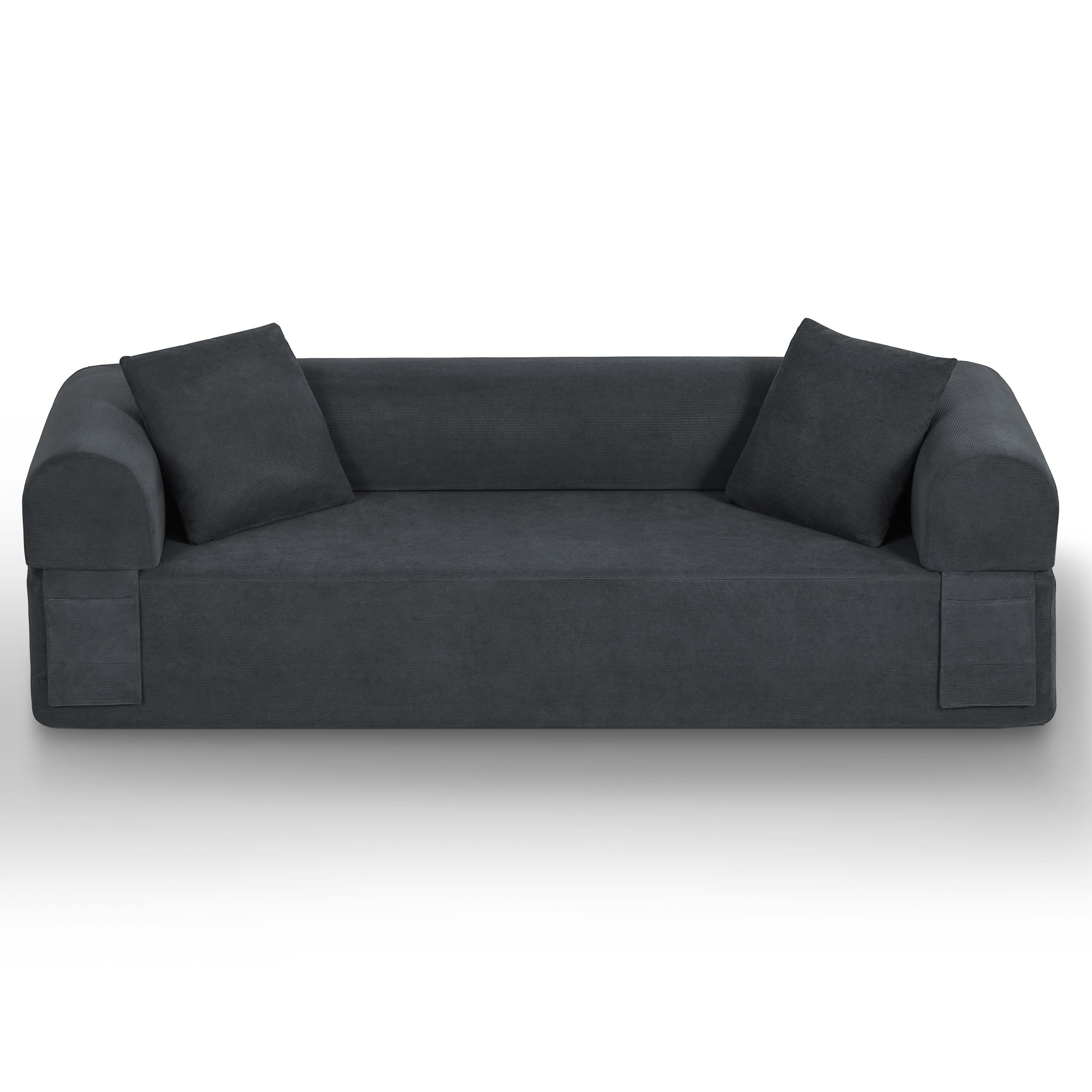 Loheer - 83 Inch Frameless Sofa Modern Apartment Couch No Assembly 3 Seater Boneless Couch for Compact Living Room - Gray