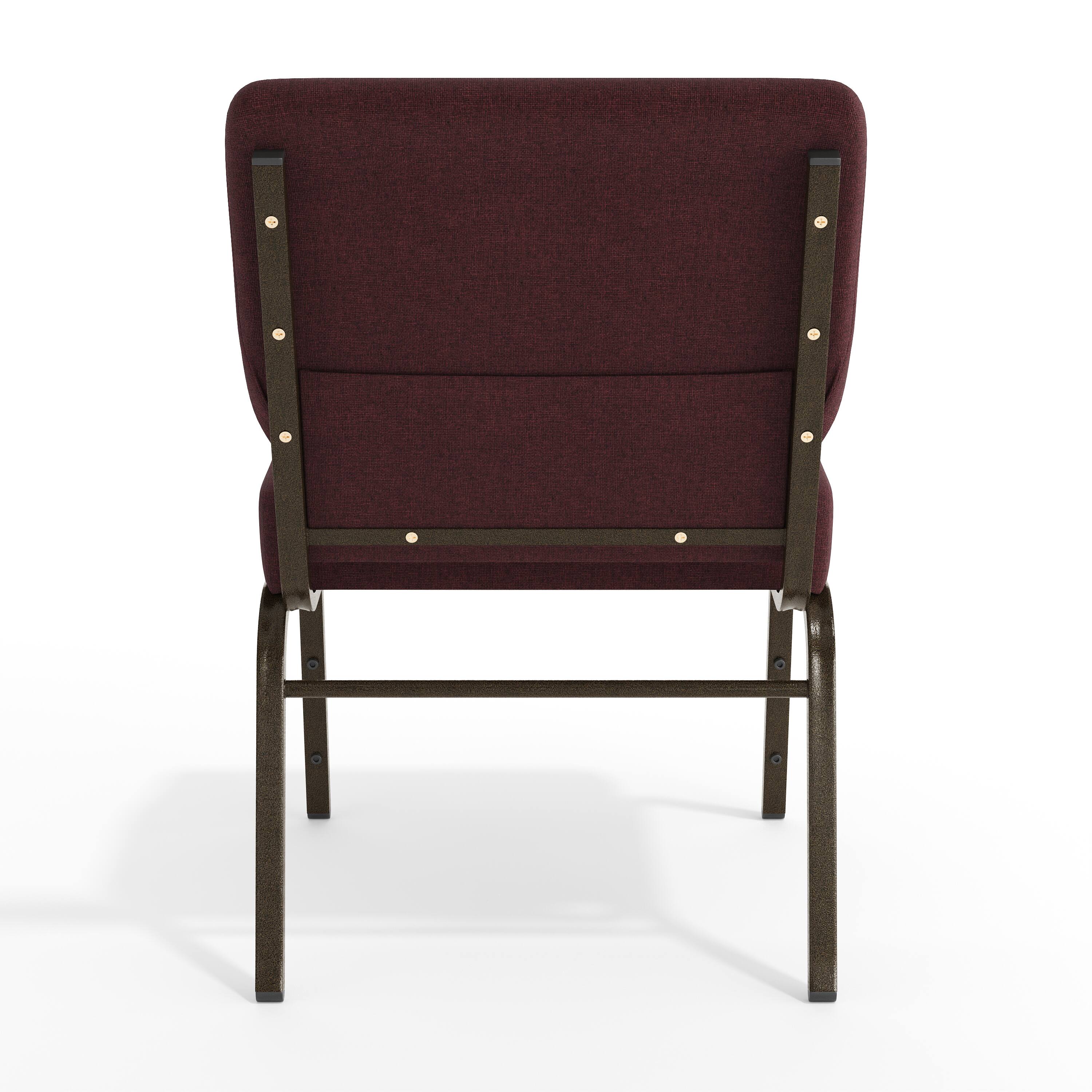 Back. Flash Furniture - HERCULES Series 21''W Stacking Church Chair in Plum Fabric - Gold Vein Frame - Purple.