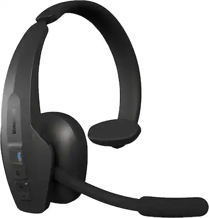 Front. BlueParrott - Pro B450 Wireless Bluetooth Mono Headset with 98% AI Voice Isolation Mics, ANC audio, and All-Day Comfort - Black.