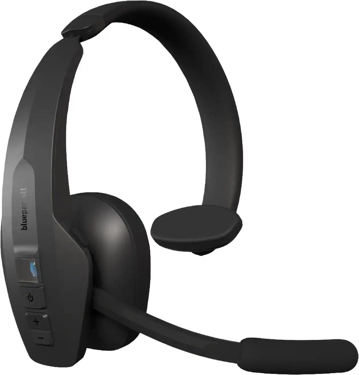 Front. BlueParrott - Pro B450 Wireless Bluetooth Mono Headset with 98% AI Voice Isolation Mics, ANC audio, and All-Day Comfort - Black.