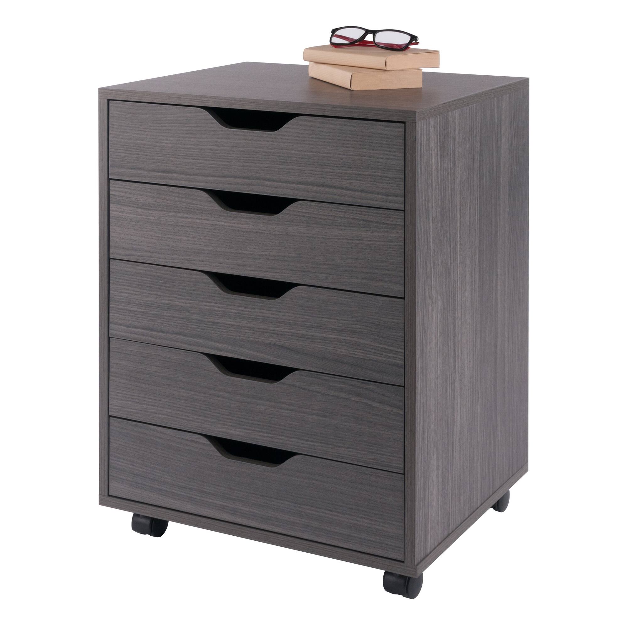 Alt View 8. Winsome Wood - Halifax 5-Drawer Mobile Cabinet - Charcoal.