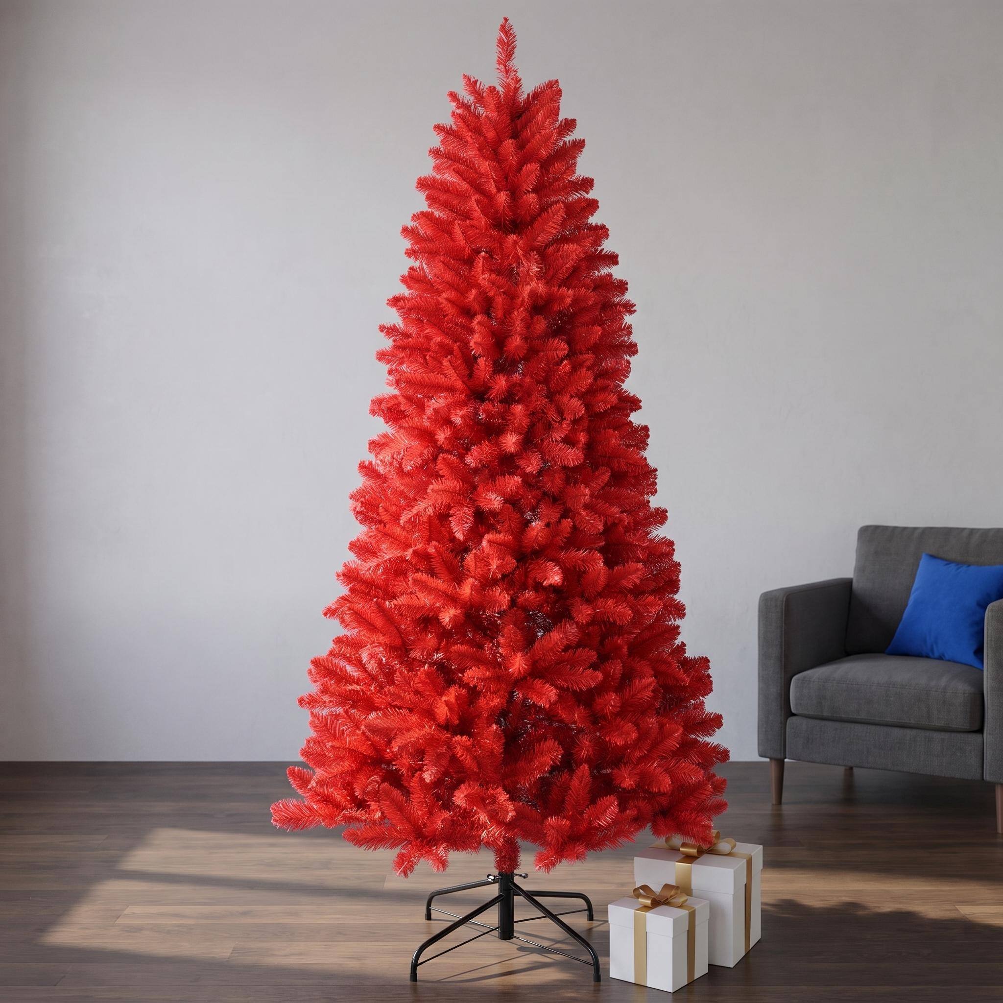 Alt View 9. Forest'nSky - 5 ft. Red PVC Artificial Christmas Tree with 624 Tips and Metal Stand - Red.