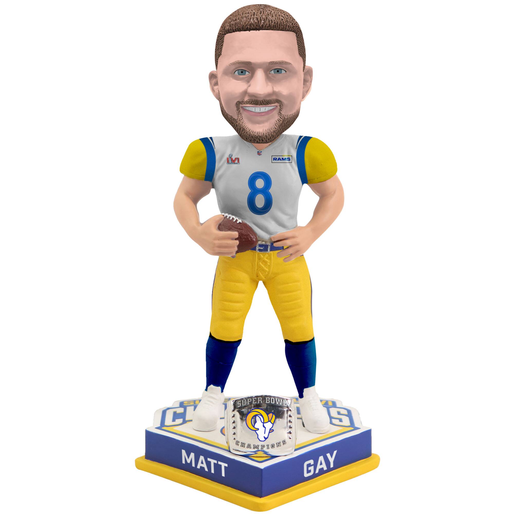 FOCO - Matt Gay Los Angeles Rams Super Bowl LVI Champions 8'' Bobblehead - Multicolor