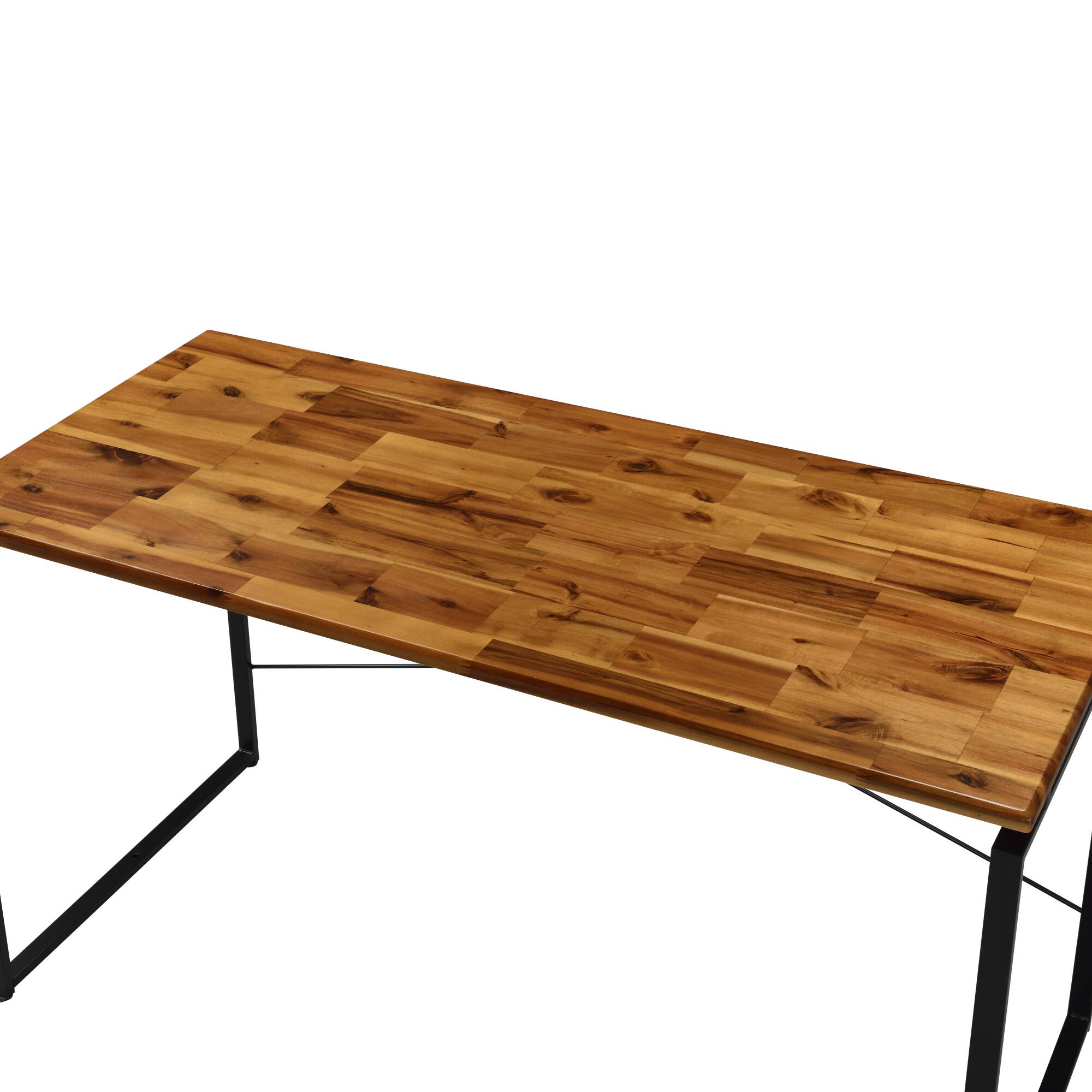 Alt View 1. GOODSILO - Industrial Style Writing Desk with Solid Wood Top and Metal Frame for Home Office Workspace - Black+Oak.