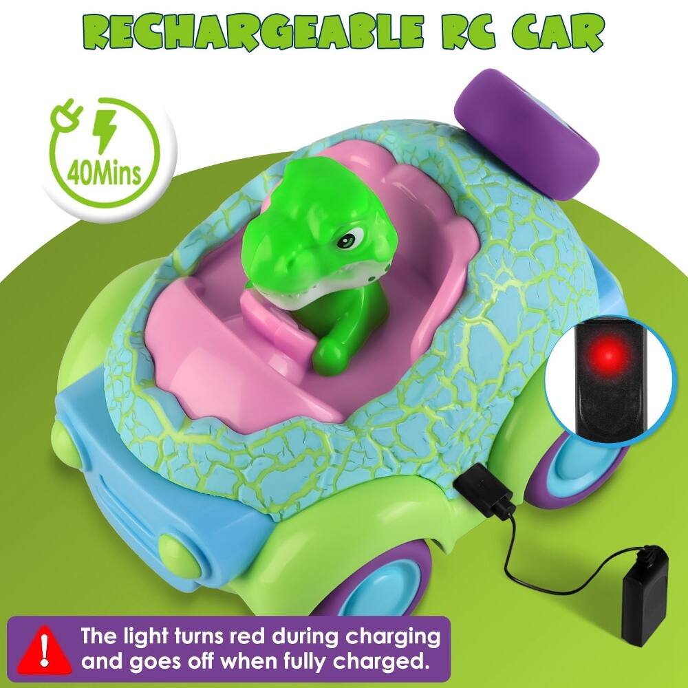 RECHARGEABLE RC CAR 40Mins! The light turns red during charging and goes off when fully charged.