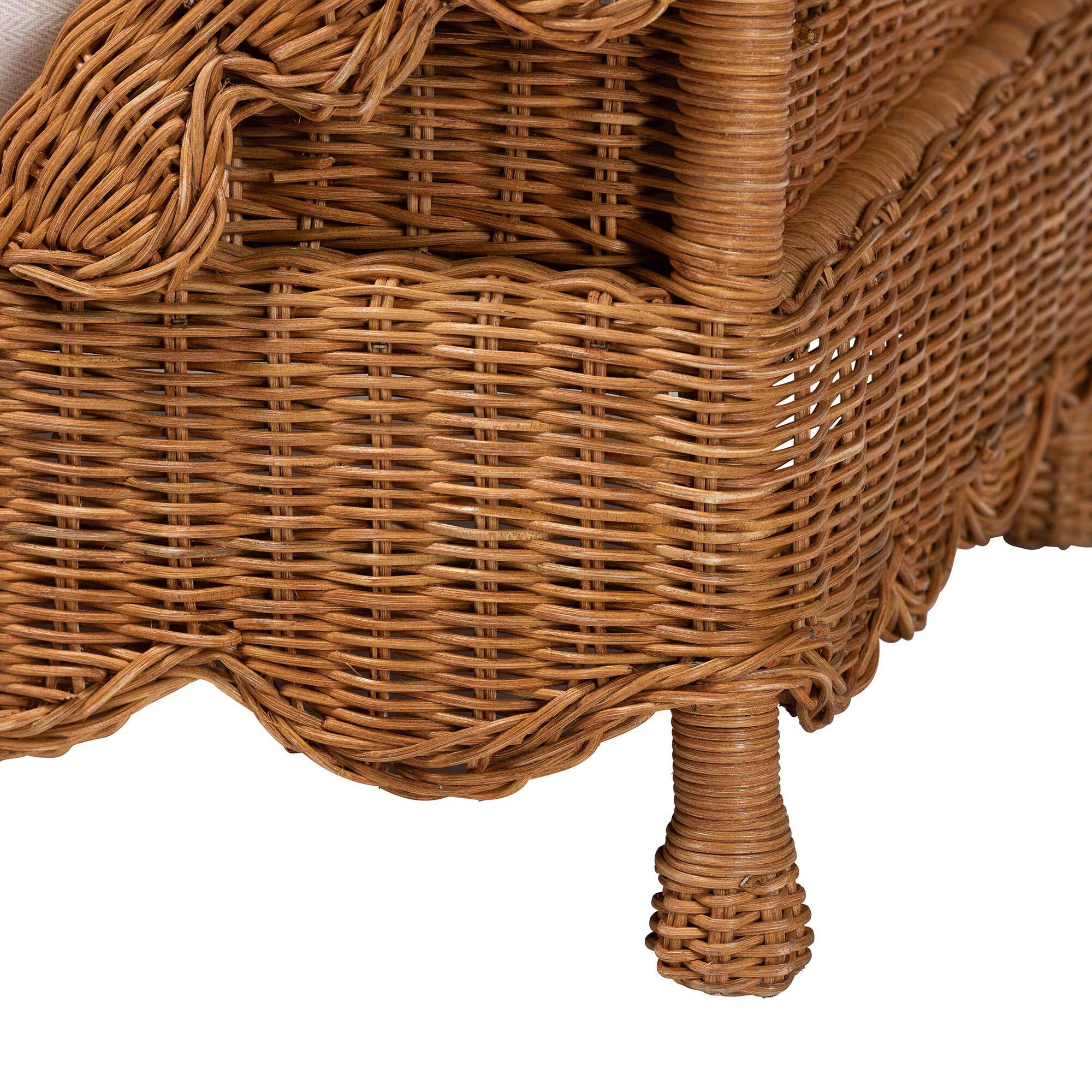 Alt View 2. bali & pari - Papina Natural Rattan Pet Bed - Handwoven Wicker Enclosed Lounge Bed for Dogs and Cats with Removable Cushion, 25.6" - Light Honey.