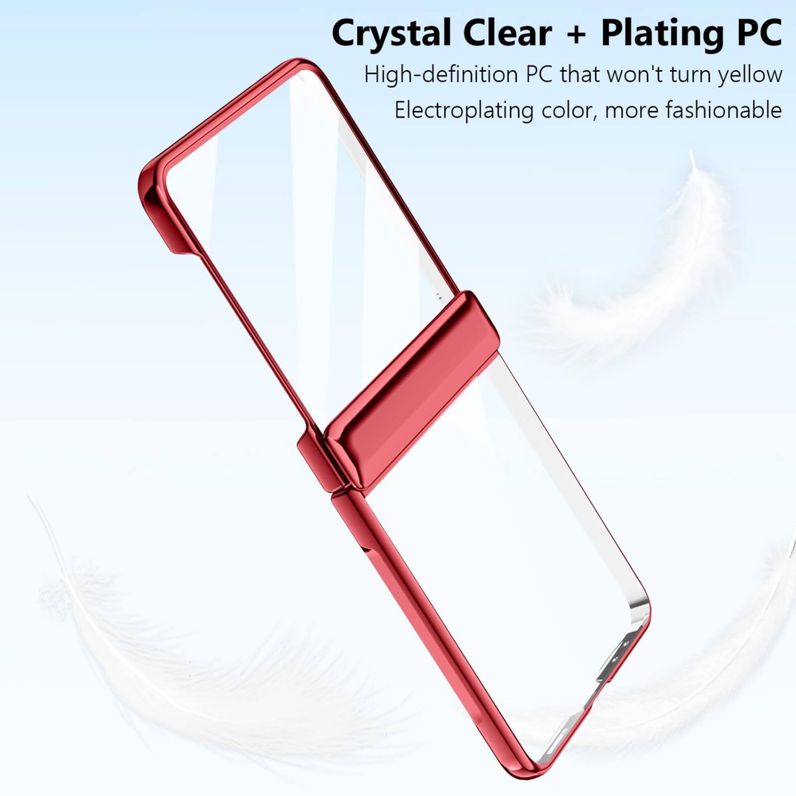 Crystal Clear + Plating PC  
High-definition PC that won't turn yellow  
Electroplating color, more fashionable